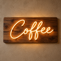 Wood base neon sign