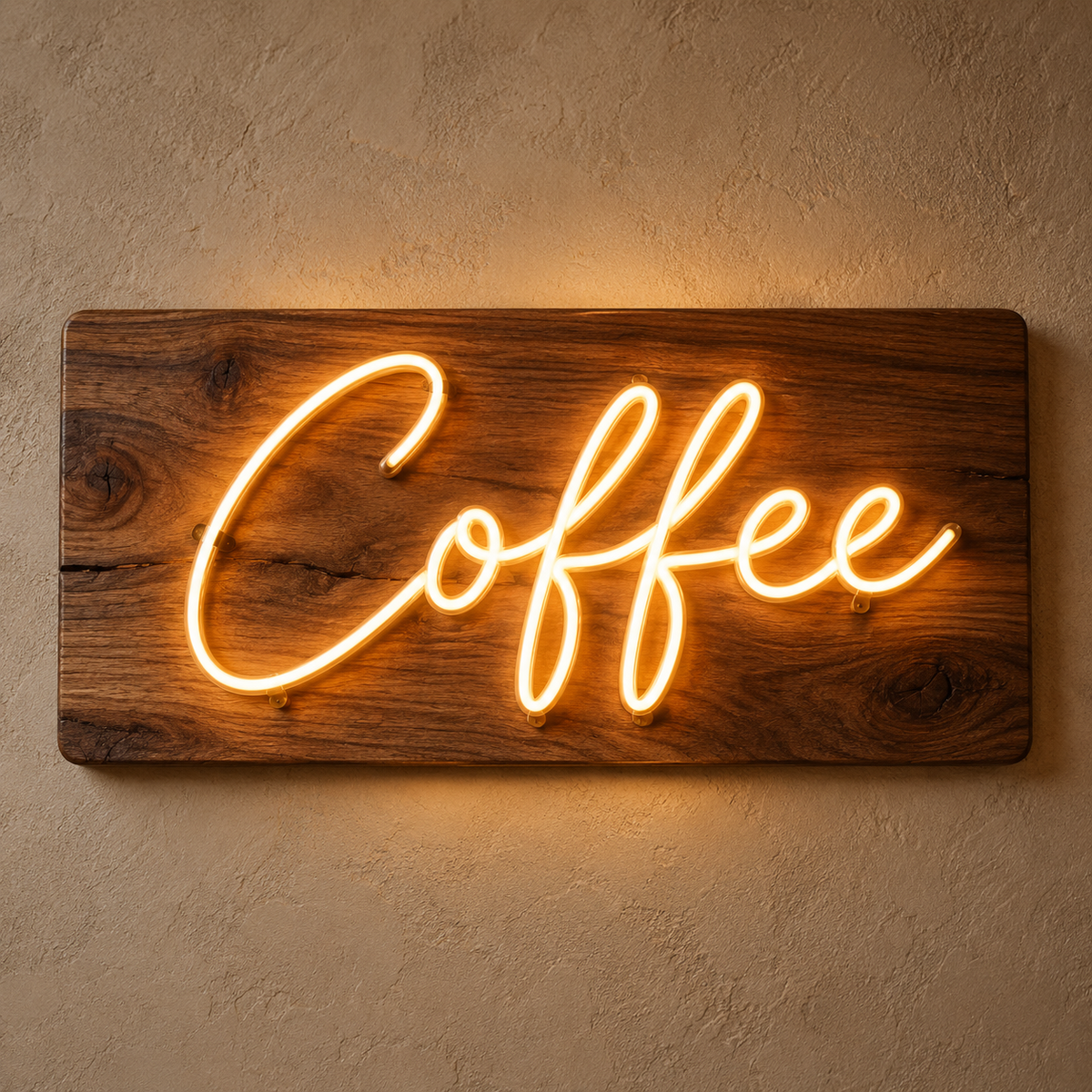 Wood base neon sign